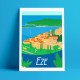 Affiche Eze par Eric Garence, Côte d'Azur France tableau décoration idée cadeau luxe collection Chevre d'or village fragonard mé