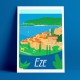 Poster Eze by Eric Garence, French Riviera french made in France deco frenchie collection Goat gold village medieval fragonard l