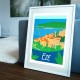 Affiche Eze par Eric Garence, Côte d'Azur France voyage souvenir vacances Pinup palace Chevre d'or village fragonard médiéval lu