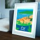 Poster Eze by Eric Garence, French Riviera travel memories holydays Pinup jet set Goat gold village medieval fragonard luxury