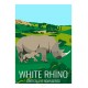 WHITE RHINO - Wild Animal - Educational Board - Poster Retro Vintage - Art Gallery - Deco