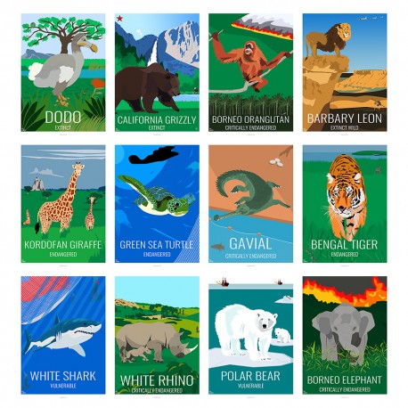 ANIMALS - Eric Garence, Dodo, Rhino, Tiger, Grizzly, Shark, Lion, Orangutan, Turtle, Polar Bear, Grizzly, Gavial, Girafe, WWF
