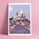 Affiche Montmartre  par Eric Garence, Paris Ile de France 18eme 75018 rétro vintage illustration dessin niçois romantique basili