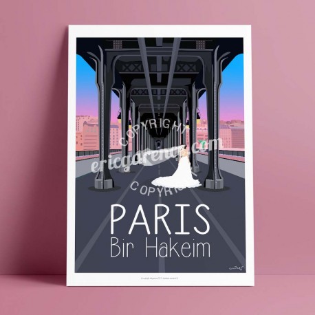Poster Pont de Birhakeim  by Eric Garence, Paris Ile de France 16eme 75016 art gallery artist contemporary collection Wedding ve