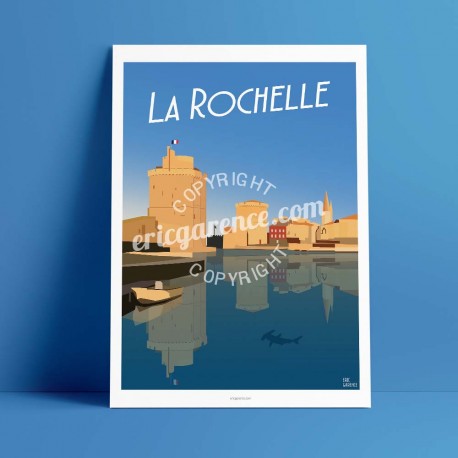 Poster Le Port de la Rochelle by Eric Garence, Charente Maritime, Atlantic Coast France painter savignac roger broders advertisi