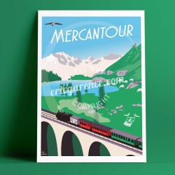 Affiche Le Mercantour par Eric Garence, Mercantour Alpes voyage souvenir vacances Pinup palace loup agneau chamois train des pig