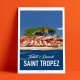 Affiche Saint Tropez Fin de Soirée à Tahiti Plage par Eric Garence, Provence Côte d'Azur Var jetset instagram facebook twitter b