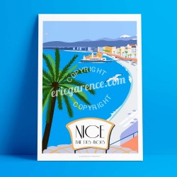 Affiche Casino Baie des Anges à Nice par Eric Garence, Côte d'Azur France art galerie artiste contemporain art-déco casino jetée