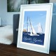 Affiche Cannes par Eric Garence, Côte d'Azur France luxe français made in France déco frenchie Panerai voilier vieux grément ile