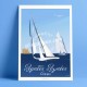 Affiche Cannes par Eric Garence, Côte d'Azur France rétro vintage illustration dessin niçois Panerai voilier vieux grément iles 