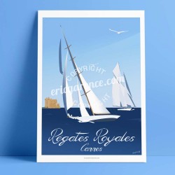 Poster Cannes by Eric Garence, French Riviera french made in France deco frenchie collection Panerai sailboat old grément iles d