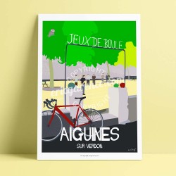 Affiche Une Chouette Partie de Pétanque à Aiguines, 2015