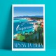Affiche Nissa la Bella par Eric Garence, Côte d'Azur France rétro vintage illustration dessin niçois coco beach turquoise port r