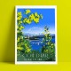 Affiche La Route du Mimosa par Eric Garence, Côte d'Azur France rétro vintage illustration dessin niçois Fleur Mimosalia grasse 
