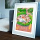 Poster Grans by Eric Garence, Provence South Gorges du Verdon poster vintage illustration drawing french Wheat village Provencal