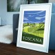 Affiche La Toscane au printemps par Eric Garence, Toscane Italie rétro vintage illustration dessin niçois gladiateur pienza val 
