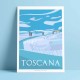 Affiche La Toscane en hiver par Eric Garence, Toscane Italie rétro vintage illustration dessin niçois gladiateur pienza val d'or