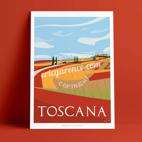 Affiche La Toscane en automne par Eric Garence, Toscane Italie luxe français made in France déco frenchie gladiateur pienza val 