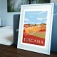 Poster La Toscane en automne by Eric Garence, Italia Toscana travel memories holydays Pinup jet set gladiator pienza val d'orcia
