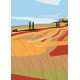 Affiche La Toscane en automne par Eric Garence, Toscane Italie rétro vintage illustration dessin niçois gladiateur pienza val d'