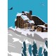 Poster Avoriaz 1800 by Eric Garence, Alps Haute Savoie art gallery artist contemporary collection Gondola lift Choucas Paraglidi