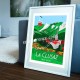 Affiche La Clusaz en été par Eric Garence, Alpes Haute Savoie France affichiste savignac roger broders publicité pub Eté montagn