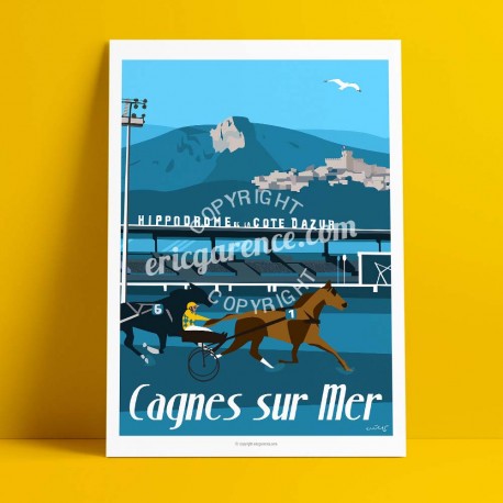 Affiche Ourasi gagne le grand criterium de vitesse de Cagnes par Eric Garence, Côte d'Azur France tableau décoration idée cadeau