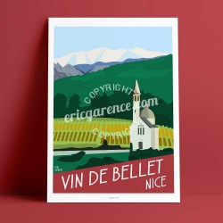 Poster Le Vin de Bellet à Nice by Eric Garence, French Riviera poster vintage illustration drawing french Toasc Cremat Clos Nice