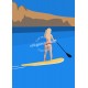 Poster Antibes et la paddle Girl by Eric Garence, French Riviera painting decoration gift luxury idea Mountain sea ramparts spor