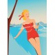 Poster Juan-les-pins by Eric Garence, French Riviera french made in France deco frenchie collection Water skiing gould pine fore