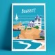 Affiche Biarritz, le rocher de la vierge par Eric Garence, Côte Basque, côte atlantique France affichiste savignac roger broders