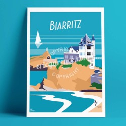 Poster Biarritz, le rocher de la vierge by Eric Garence, Côte Basque, Atlantic Coast France  aluminim plexiglass paper original 