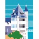 Affiche Biarritz, le rocher de la vierge par Eric Garence, Côte Basque, côte atlantique France tableau décoration idée cadeau lu