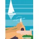 Affiche Biarritz, le rocher de la vierge par Eric Garence, Côte Basque, côte atlantique France alu dibond plexiglass papier orig