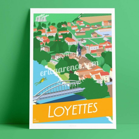 Poster Loyettes by Eric Garence, Auvergne Rhone Alpes Ain art gallery artist contemporary collection frog lyon isere ain
