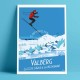 Affiche Valberg par Eric Garence, Côte d'Azur France rétro vintage illustration dessin niçois Hotel suisse alpes neige 