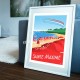 Affiche Sainte Maxime par Eric Garence, Provence Côte d'Azur Var affichiste savignac roger broders publicité pub plage rouge mer