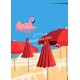 Affiche Sainte Maxime par Eric Garence, Provence Côte d'Azur Var alu dibond plexiglass papier original limité plage rouge mer pi