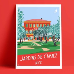 Poster Les jardins des arènes de cimiez à Niceby Eric Garence, French Riviera luxe instagram facebook twitter bonjourlaffiche ja