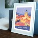 Poster Valbonne by Eric Garence, French Riviera travel memories holydays Pinup jet set sophia antipolis village the authentic ar