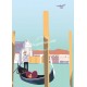 Affiche Venise par Eric Garence, Italie Venezia art galerie artiste contemporain art-déco gondole gondolier canotier lagune roma