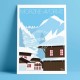 Affiche Morzine Avoriaz et le dahu par Eric Garence, Alpes Haute Savoie France tableau décoration idée cadeau luxe collection Hi