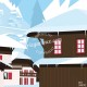 Poster Morzine Avoriaz et le dahu by Eric Garence, Alps Haute Savoie travel memories holydays Pinup jet set Winter mountain dahu