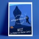 Affiche Le Plongeur et la vierge à rauba capeu à Nicepar Eric Garence, Côte d'Azur France rétro vintage illustration dessin niço