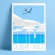 Poster Dubai - Nice en A380 by Eric Garence, French Riviera poster vintage illustration drawing french Airbus airline company em