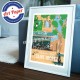 Poster Saint Tropez Place des Lices by Eric Garence, Provence French Riviera var aluminim plexiglass paper original limited peta