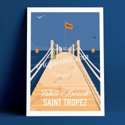 Poster Saint Tropez Sea Sex and sun à Tahiti Plage by Eric Garence, Provence French Riviera var aluminim plexiglass paper origin