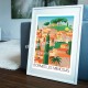 Poster Bormes-les-Mimosas by Eric Garence, French Riviera Provence travel memories holydays Pinup jet set Chirac macron brigitte