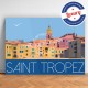 Affiche La ponche à Saint Tropez par Eric Garence, Provence Côte d'Azur Var voyage souvenir vacances Pinup palace pesquiere pano