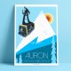 Poster Auron, station du Mercantour by Eric Garence, Alps Mercantour poster vintage illustration drawing french ski surf resort 